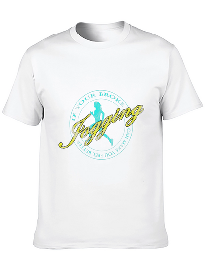 Jogging Slogan T-Shirt - Black Casual Tee