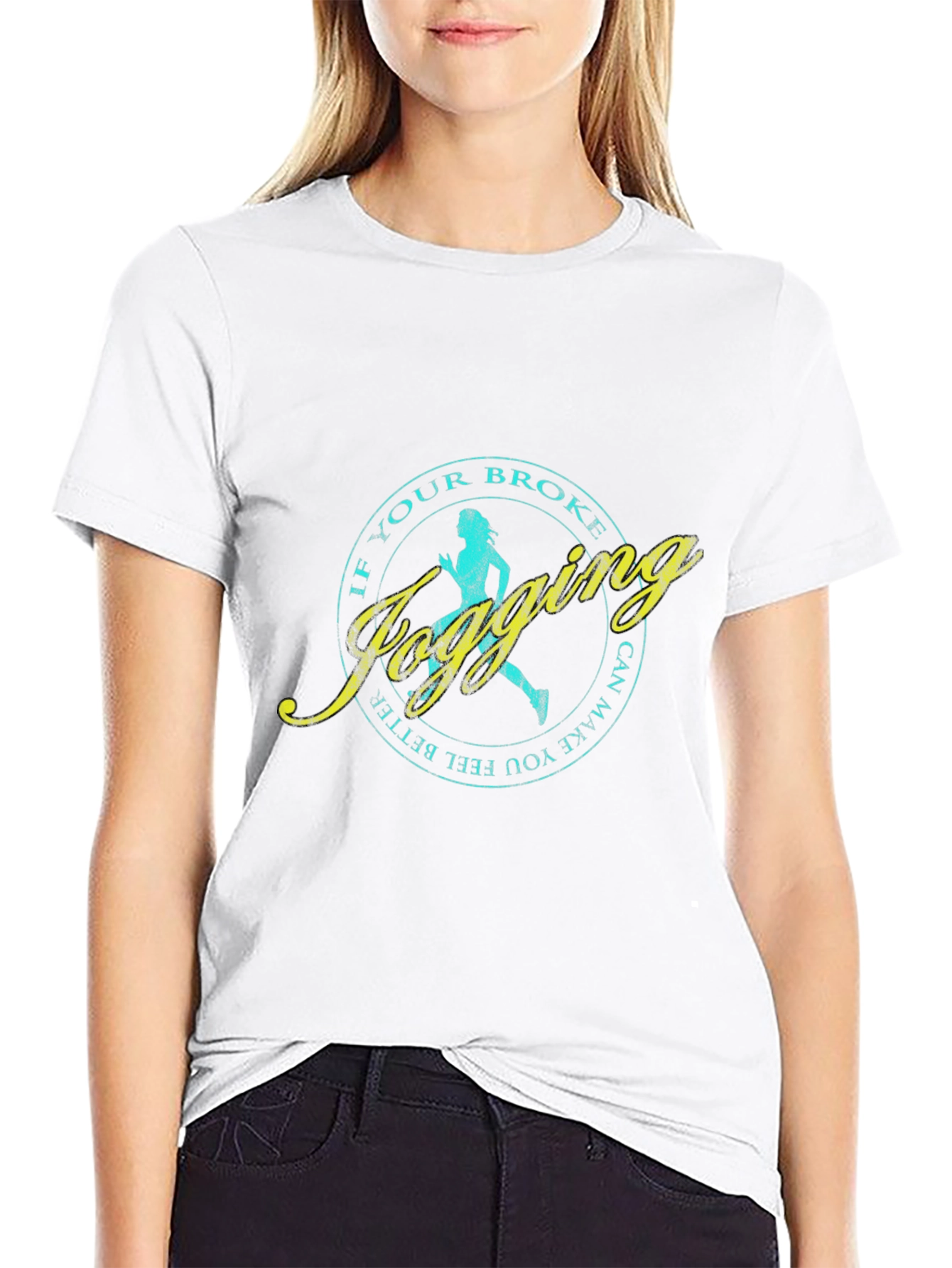 Jogging Slogan T-Shirt - Black Casual Tee