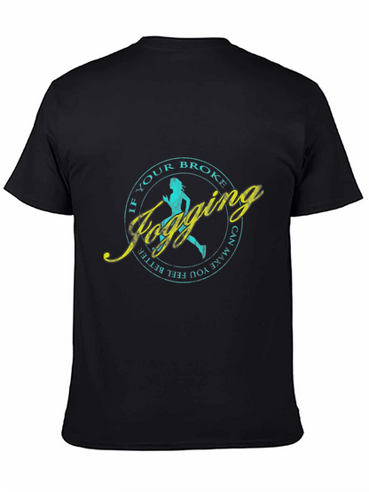Jogging Slogan T-Shirt - Black Casual Tee