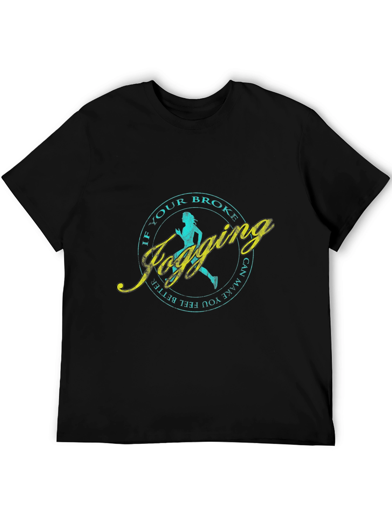 Jogging Slogan T-Shirt - Black Casual Tee