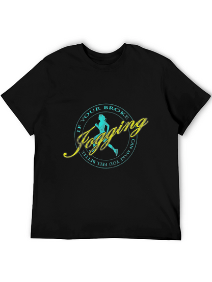 Jogging Slogan T-Shirt - Black Casual Tee