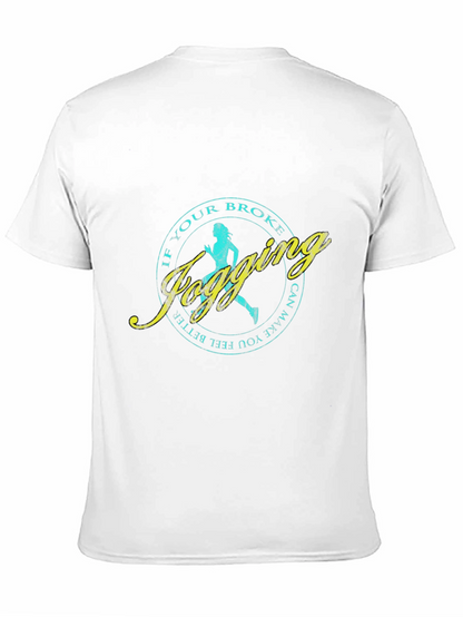 Jogging Slogan T-Shirt - Black Casual Tee