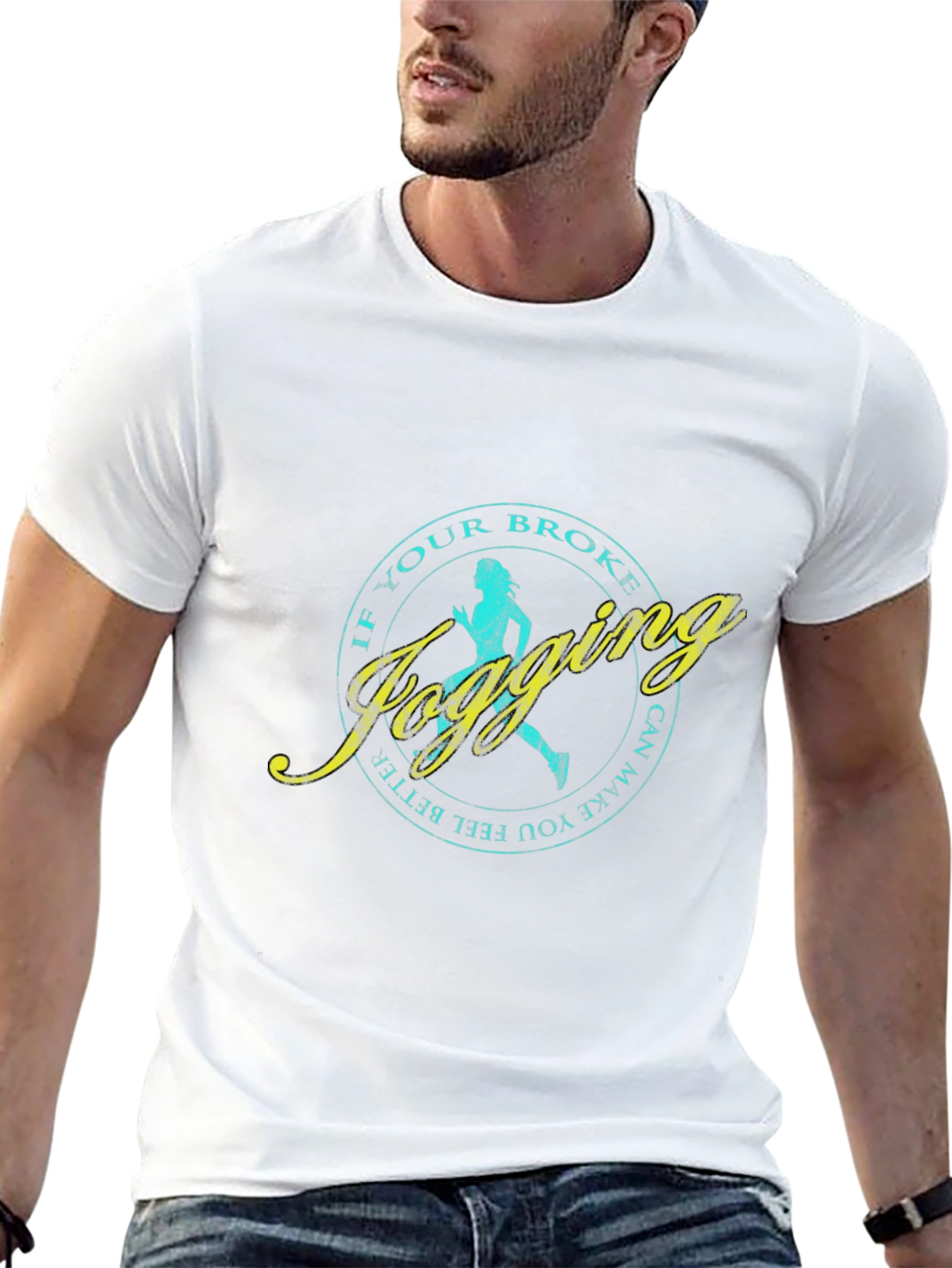 Jogging Slogan T-Shirt - Black Casual Tee