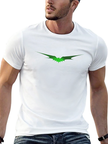 Mens Black T-Shirt with Green Bat Graphic