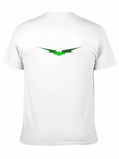 Mens Black T-Shirt with Green Bat Graphic