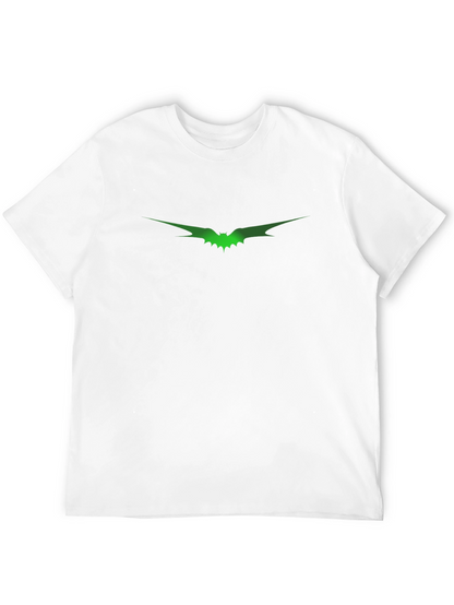 Mens Black T-Shirt with Green Bat Graphic