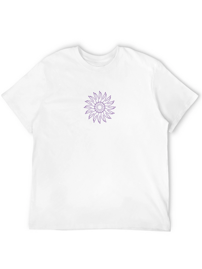 Black Tee with Purple Geometric Flower Design