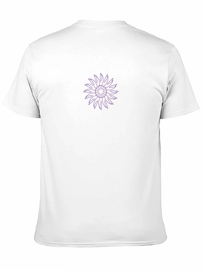 Black Tee with Purple Geometric Flower Design