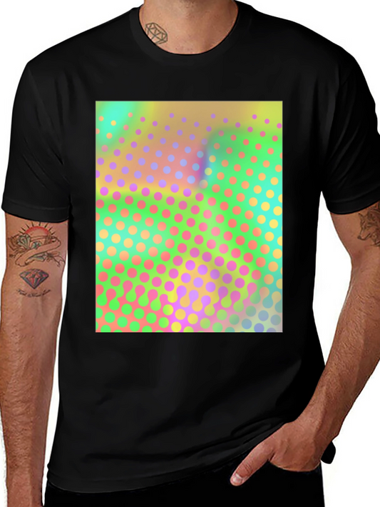 Retro Dot Pattern Graphic Tee - Vivid Colors