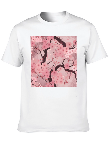 Sakura Blossom Graphic Tee - Black Cotton T-Shirt