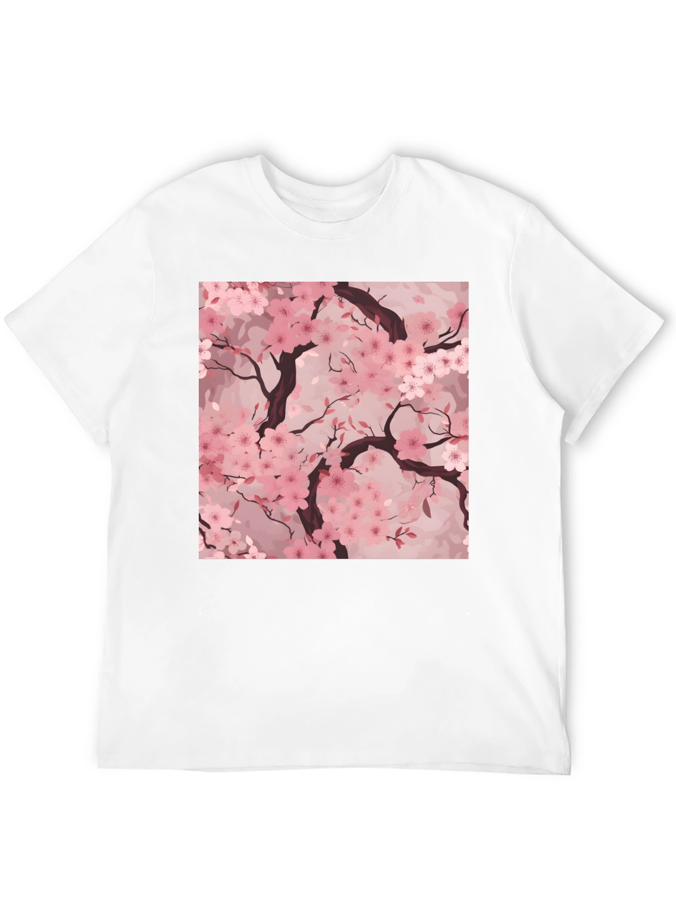 Sakura Blossom Graphic Tee - Black Cotton T-Shirt