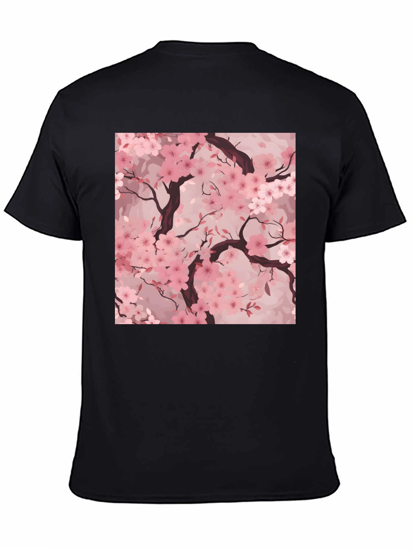 Sakura Blossom Graphic Tee - Black Cotton T-Shirt