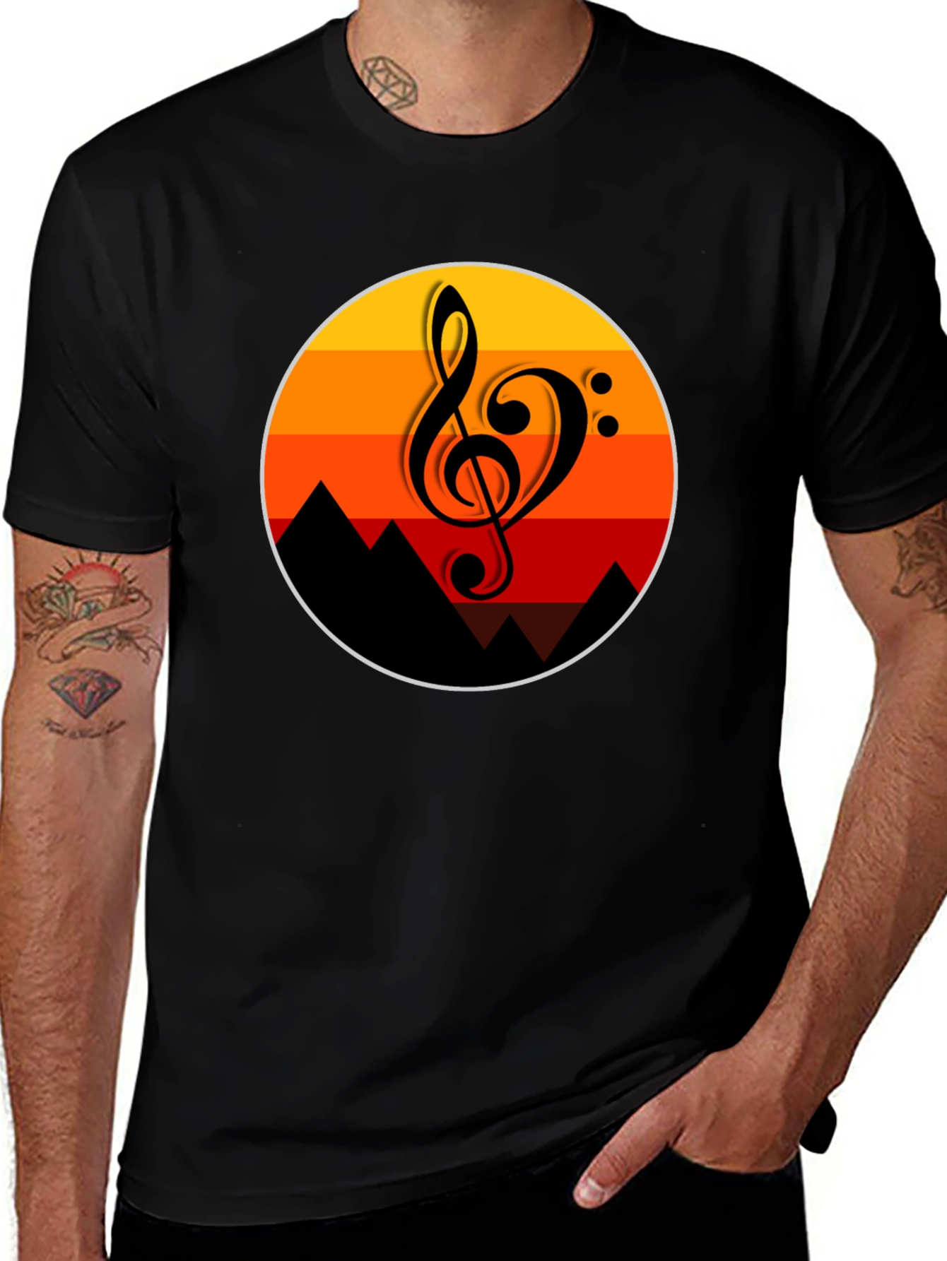 Sunset Music Note Graphic T-Shirt