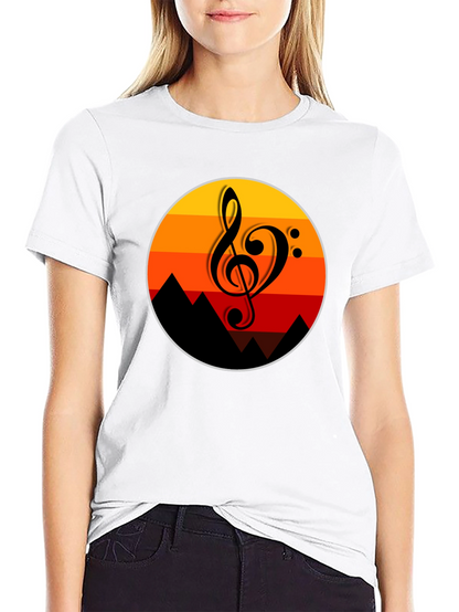 Sunset Music Note Graphic T-Shirt