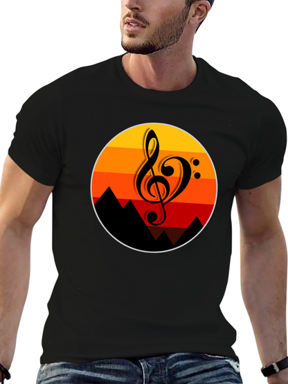 Sunset Music Note Graphic T-Shirt