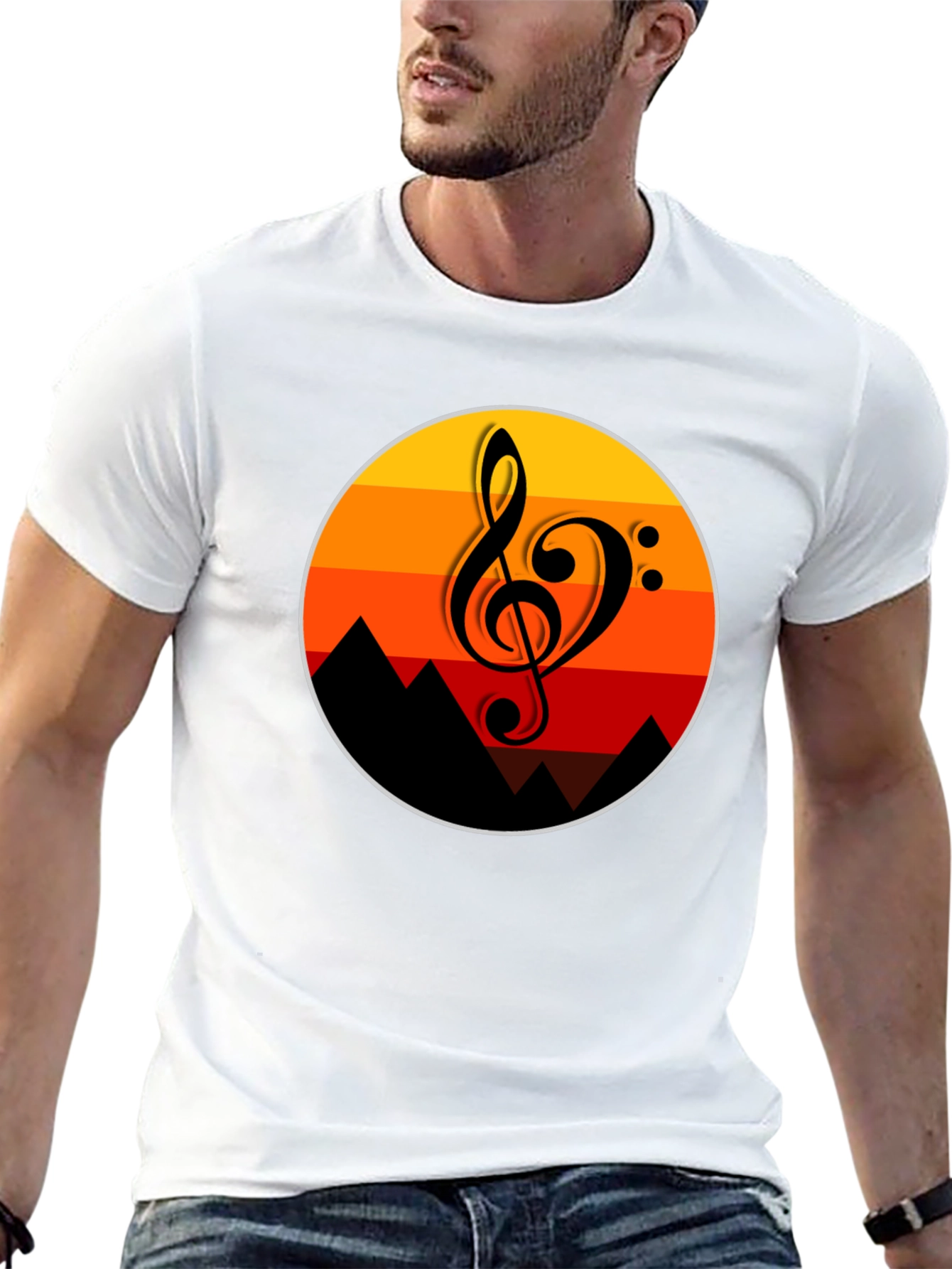 Sunset Music Note Graphic T-Shirt