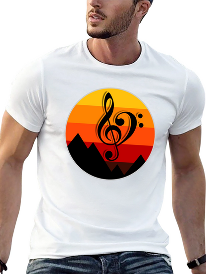 Sunset Music Note Graphic T-Shirt