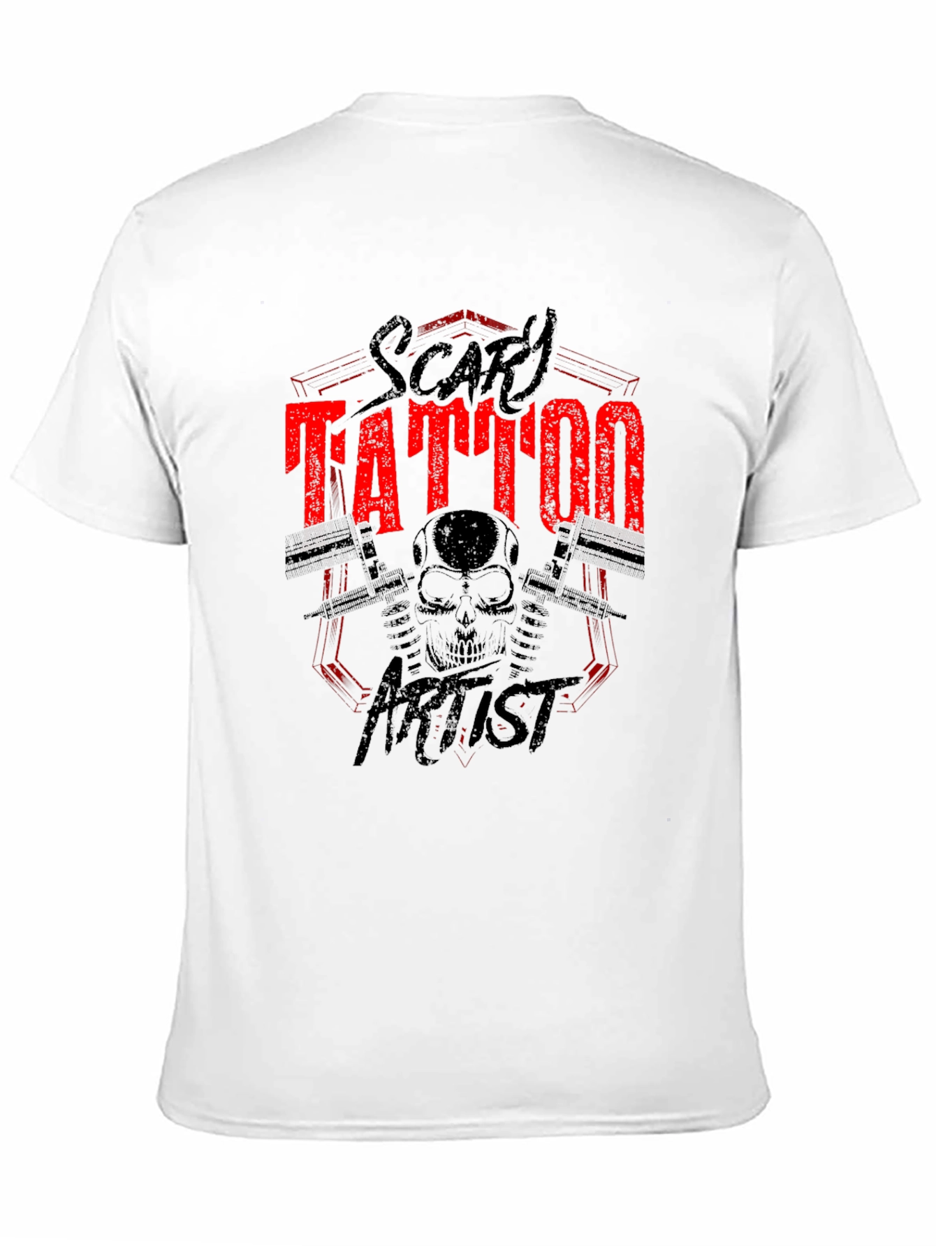 Scary Tattoo Artist Graphic Print Black T-Shirt