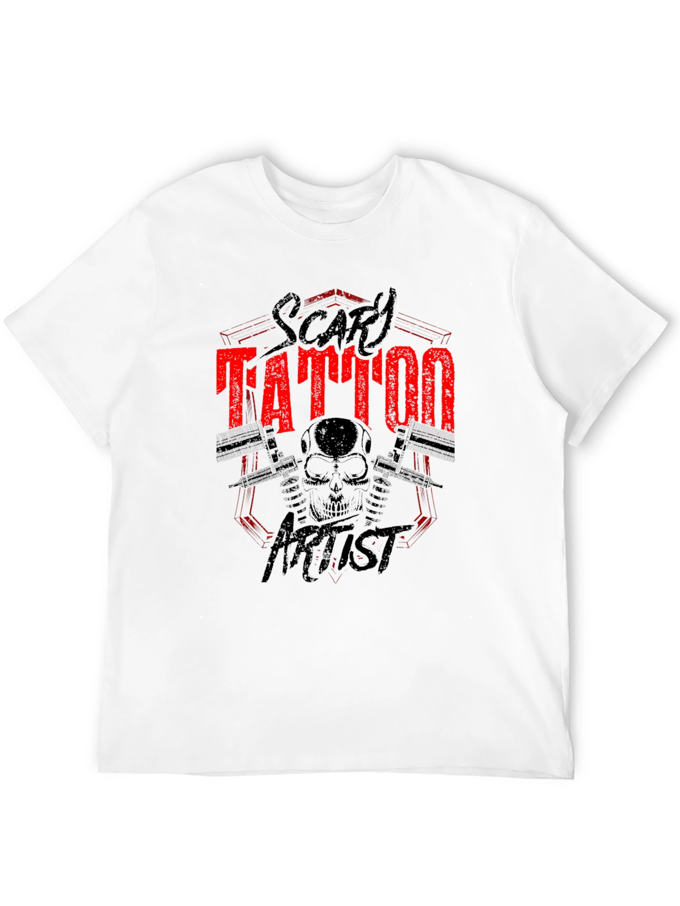 Scary Tattoo Artist Graphic Print Black T-Shirt
