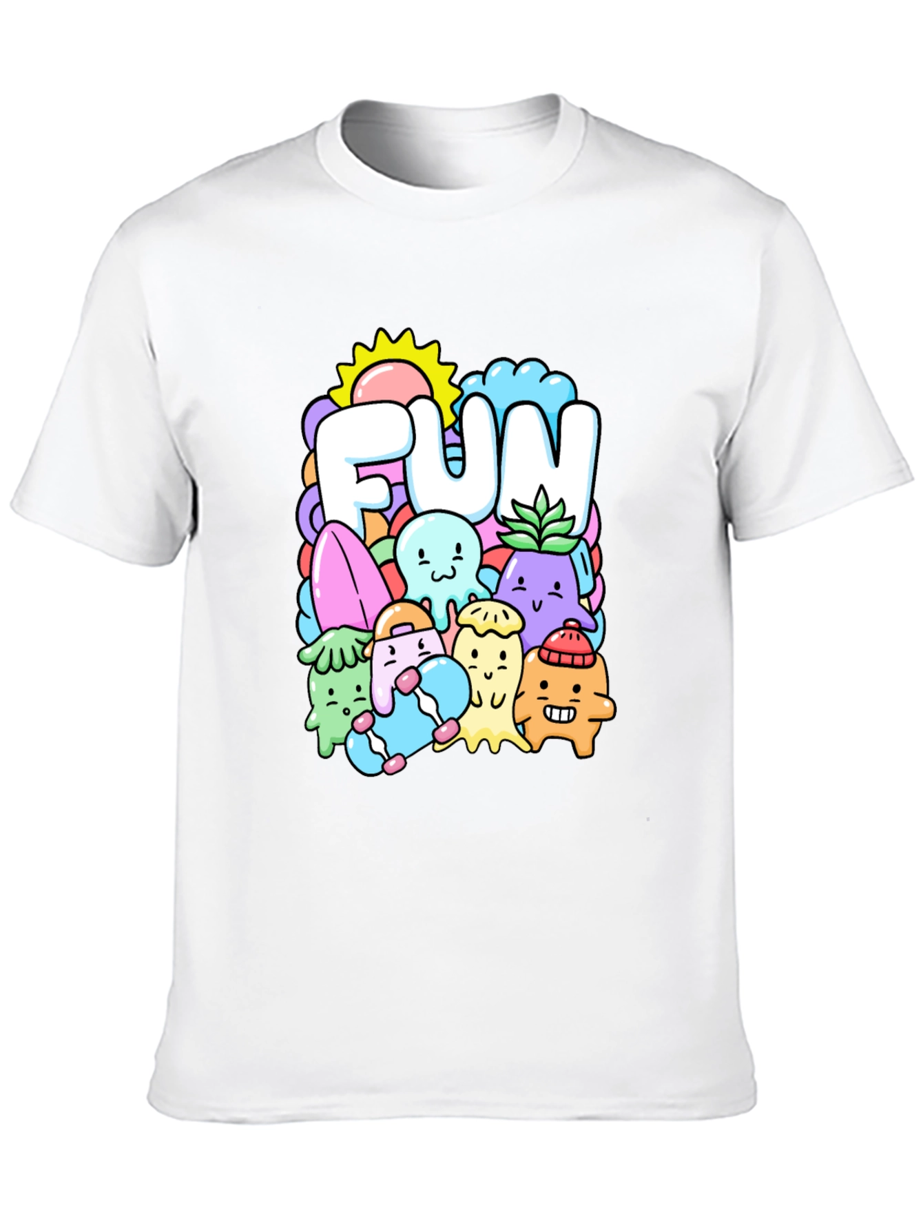 Fun Doodle Graphic Tee - Black Cotton T-Shirt