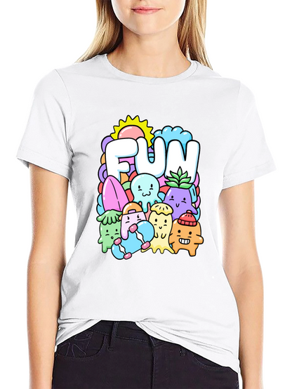 Fun Doodle Graphic Tee - Black Cotton T-Shirt