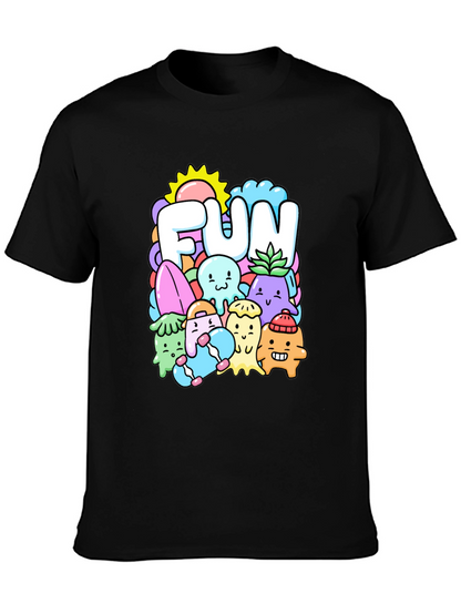 Fun Doodle Graphic Tee - Black Cotton T-Shirt