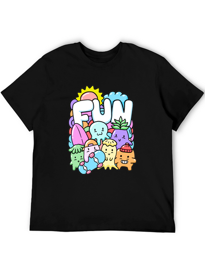 Fun Doodle Graphic Tee - Black Cotton T-Shirt