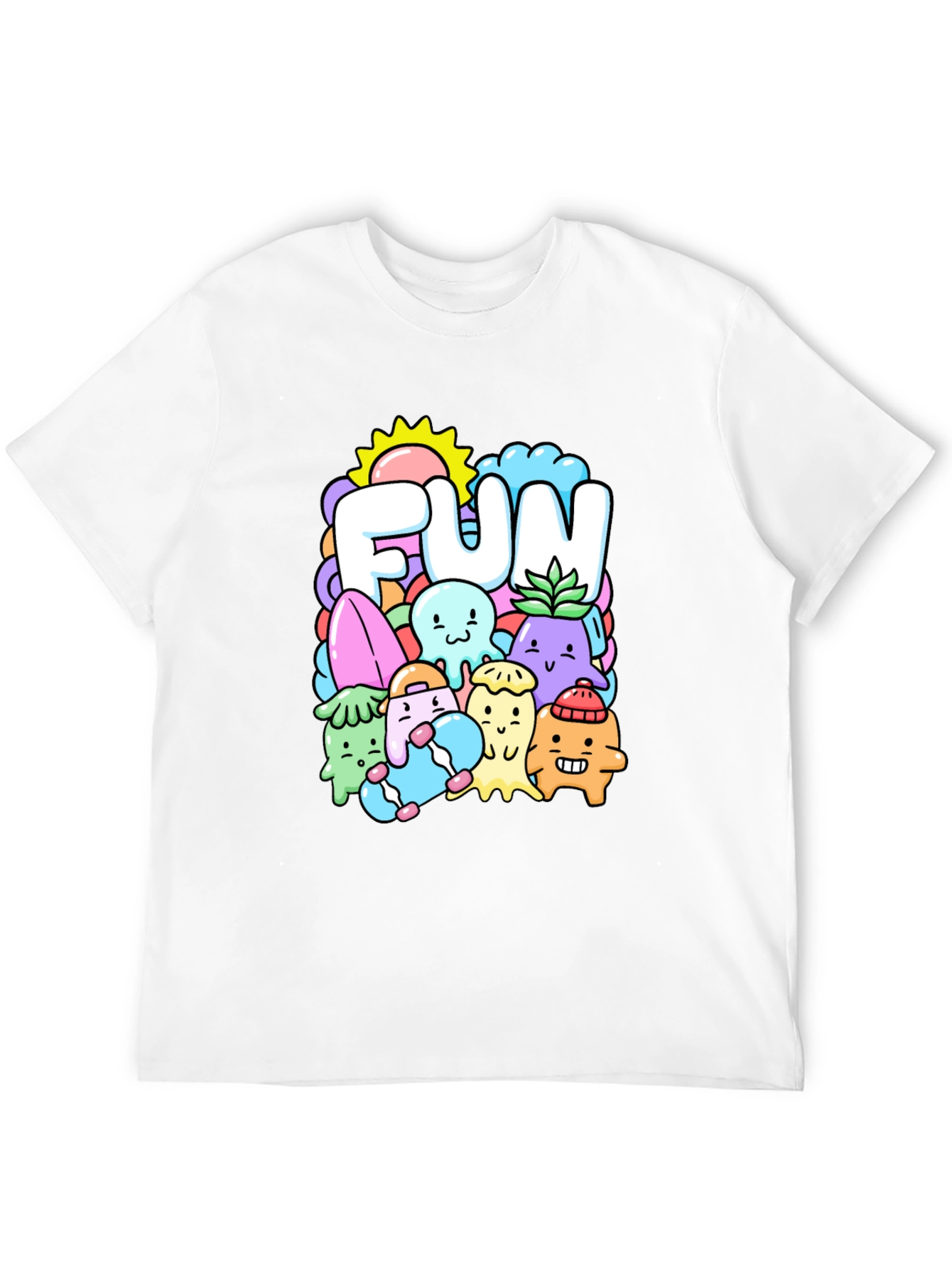 Fun Doodle Graphic Tee - Black Cotton T-Shirt