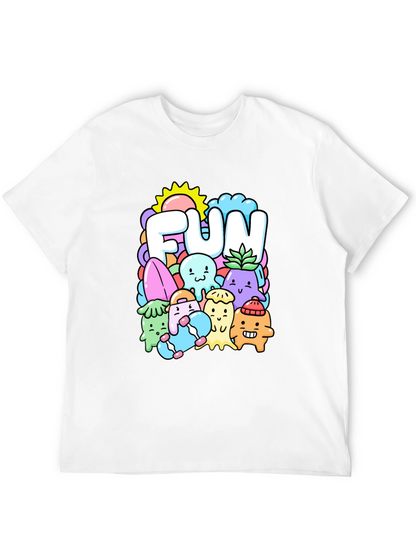Fun Doodle Graphic Tee - Black Cotton T-Shirt