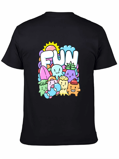 Fun Doodle Graphic Tee - Black Cotton T-Shirt