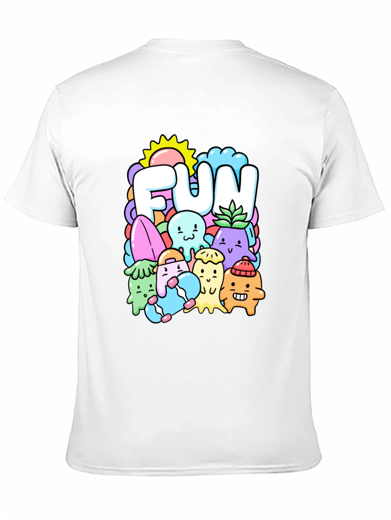 Fun Doodle Graphic Tee - Black Cotton T-Shirt