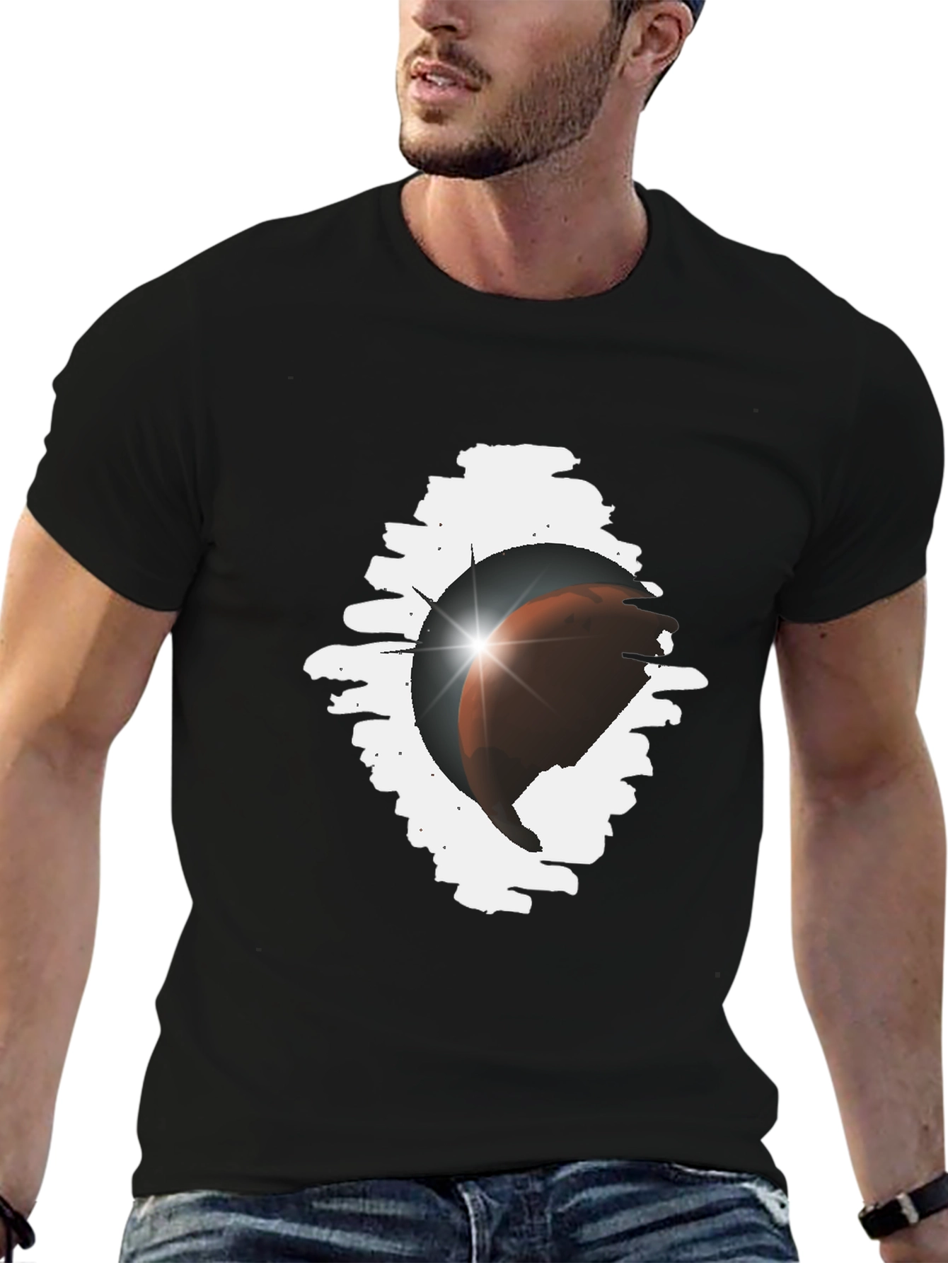 Eclipse Graphic Tee - Stylish Black Cotton Blend