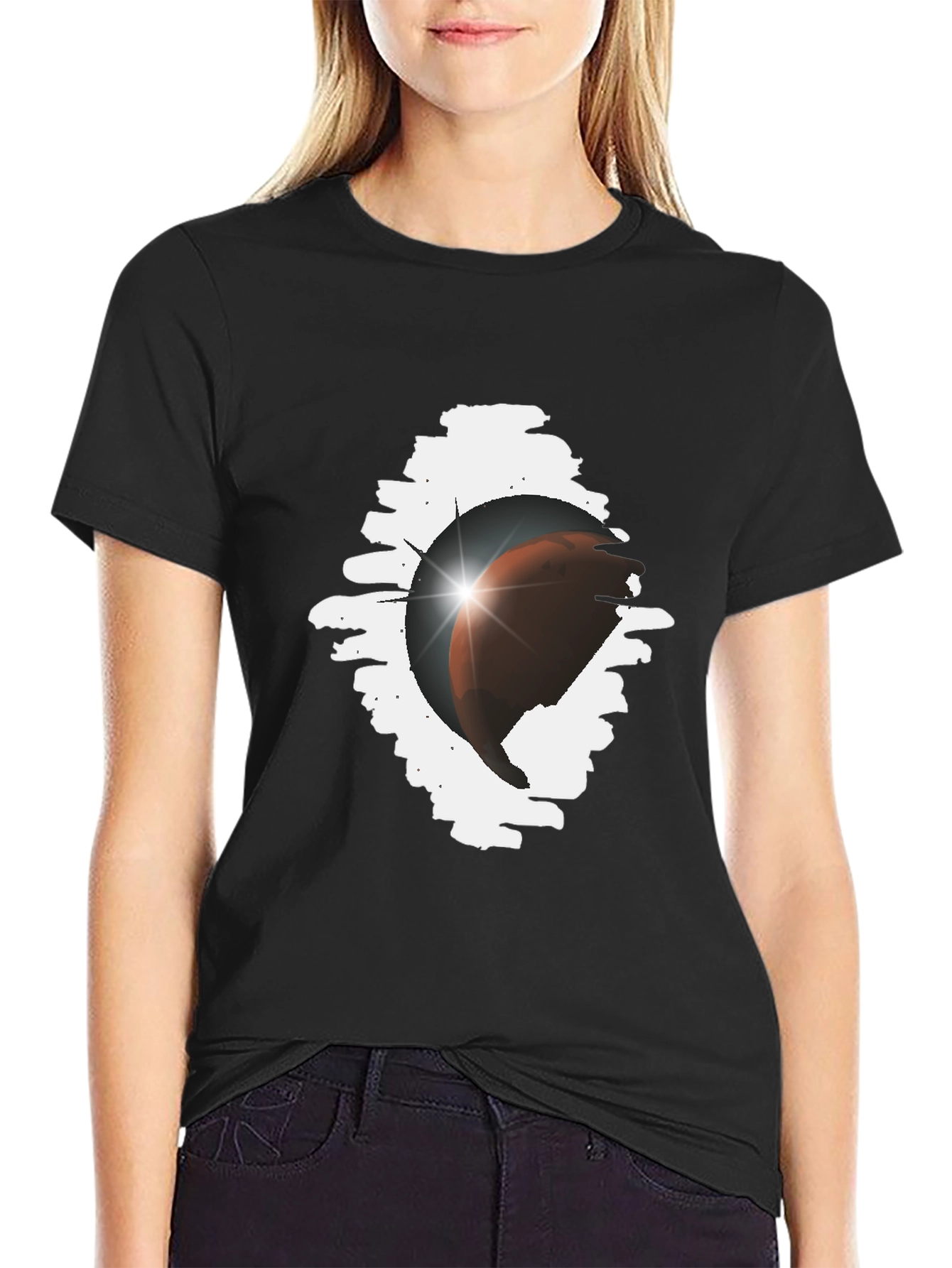 Eclipse Graphic Tee - Stylish Black Cotton Blend
