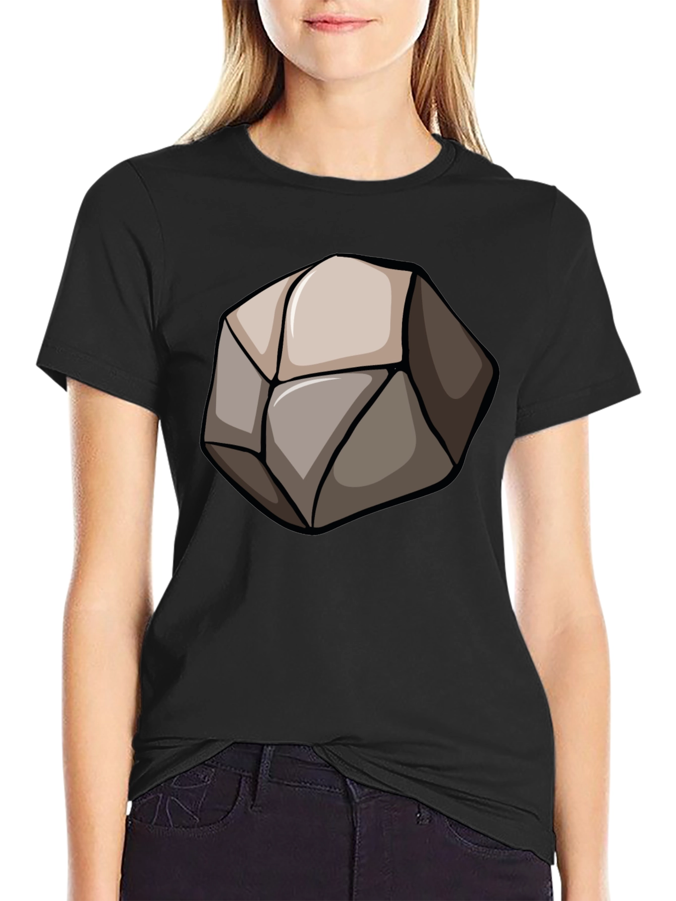 Stone Graphic Black T-Shirt - Unique Design