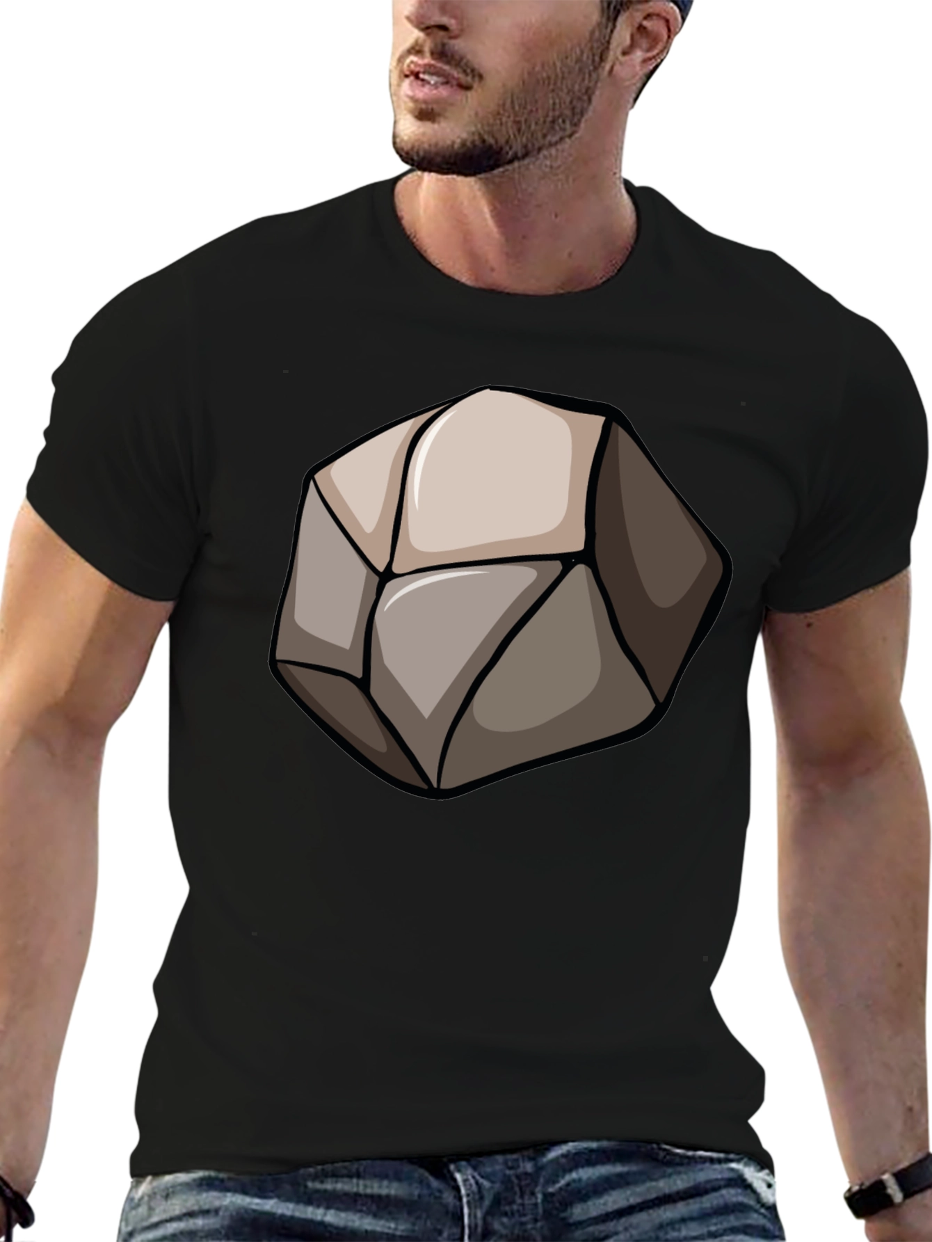 Stone Graphic Black T-Shirt - Unique Design