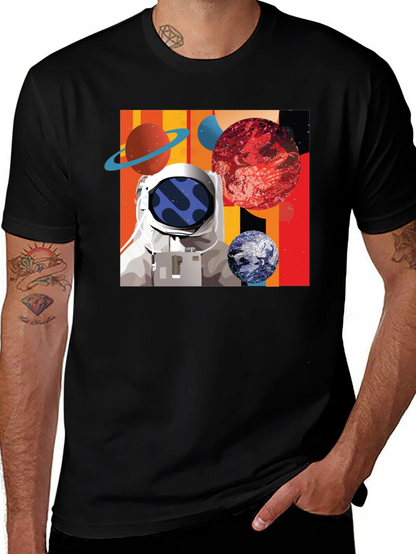 Astronaut Space Graphic Black T-Shirt
