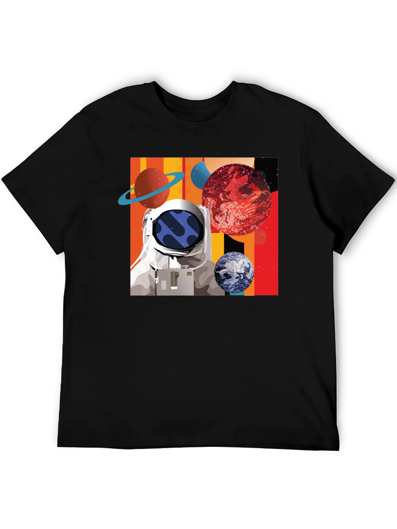 Astronaut Space Graphic Black T-Shirt