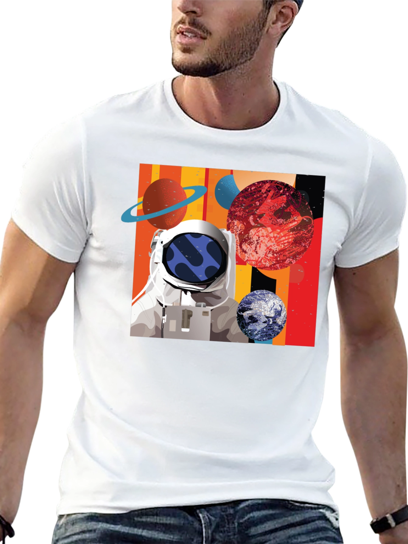 Astronaut Space Graphic Black T-Shirt