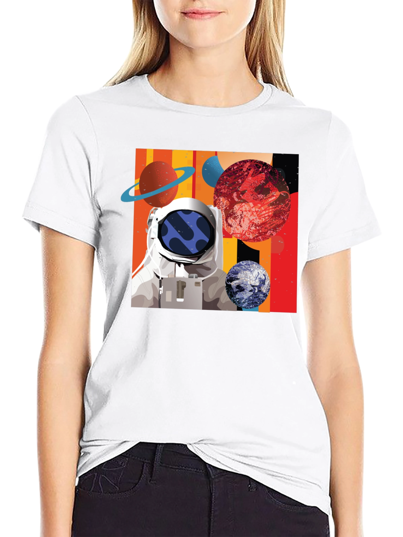 Astronaut Space Graphic Black T-Shirt