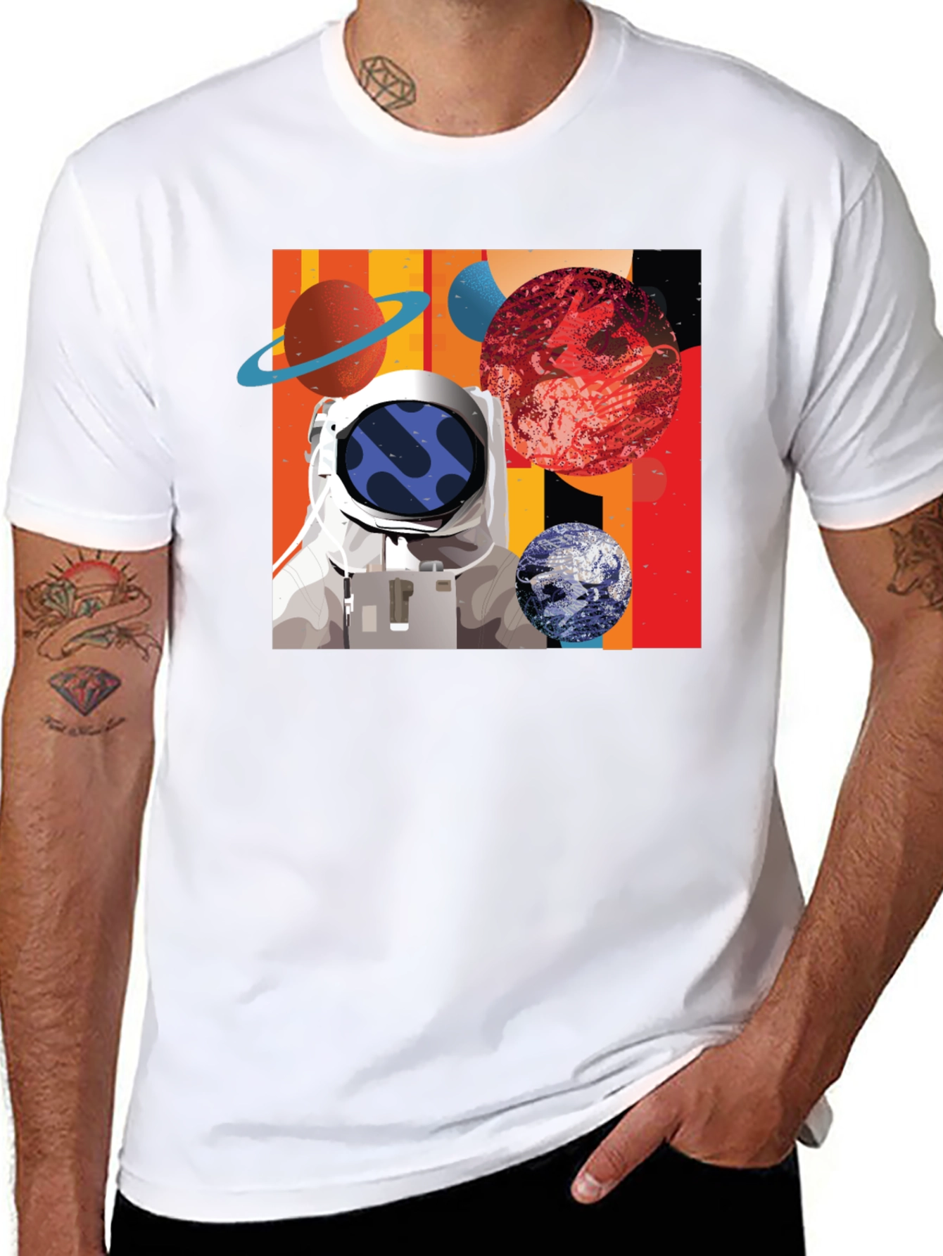Astronaut Space Graphic Black T-Shirt