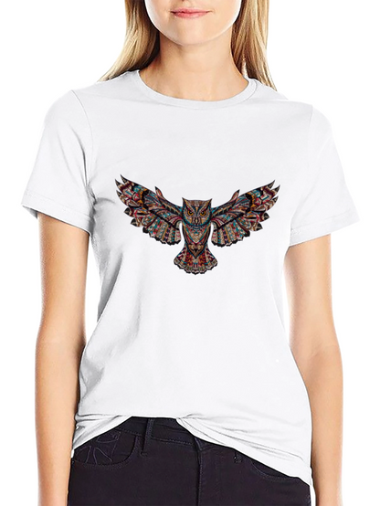Black T-Shirt with Owl Graphic Design