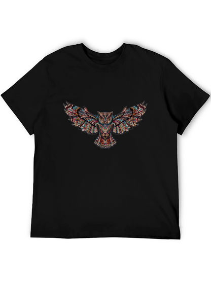 Black T-Shirt with Owl Graphic Design