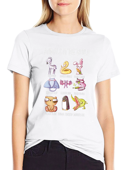 Animals of the World T-Shirt Funny Graphic Tee