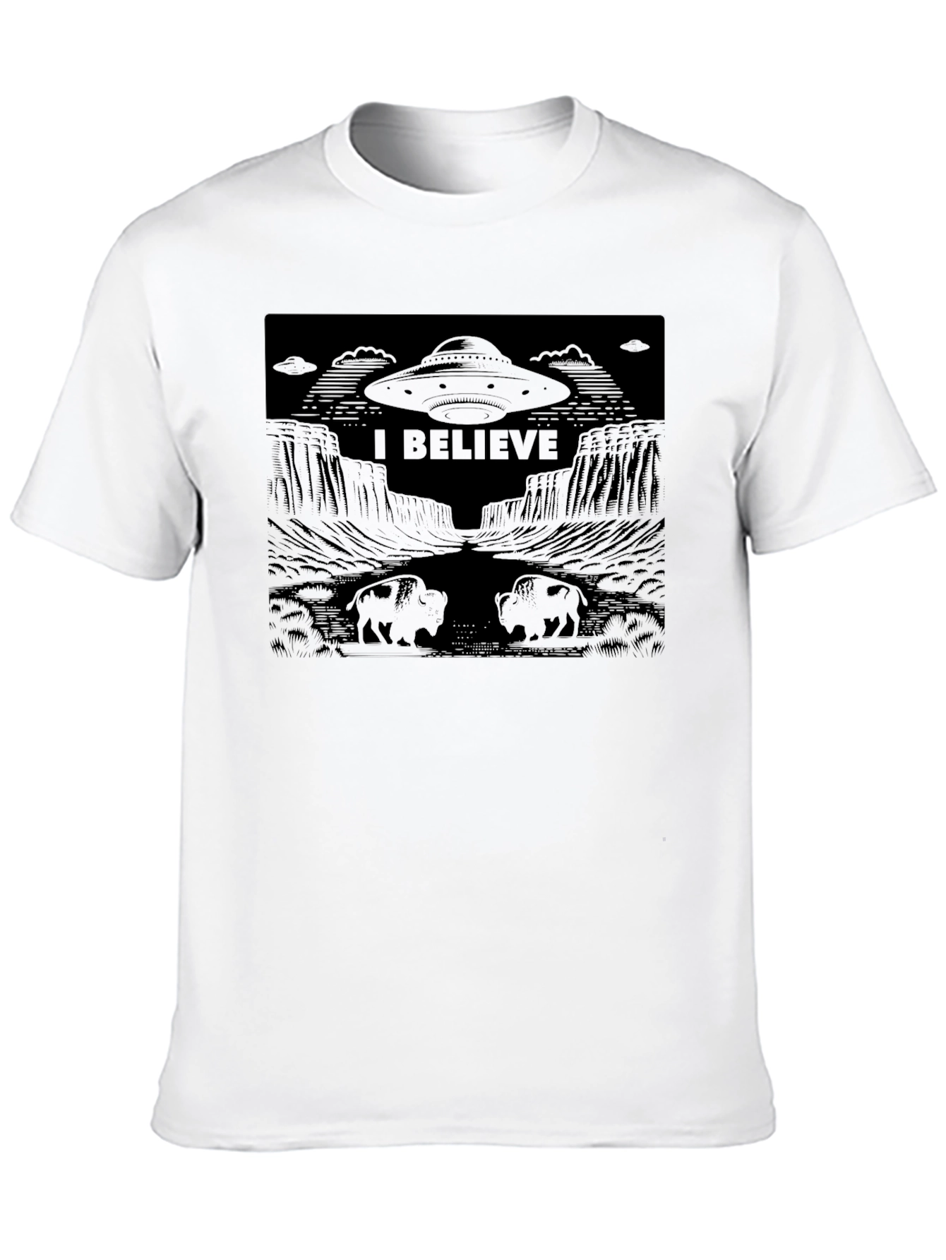 I Believe UFO Graphic T-Shirt - Black