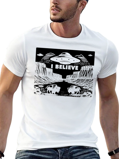 I Believe UFO Graphic T-Shirt - Black