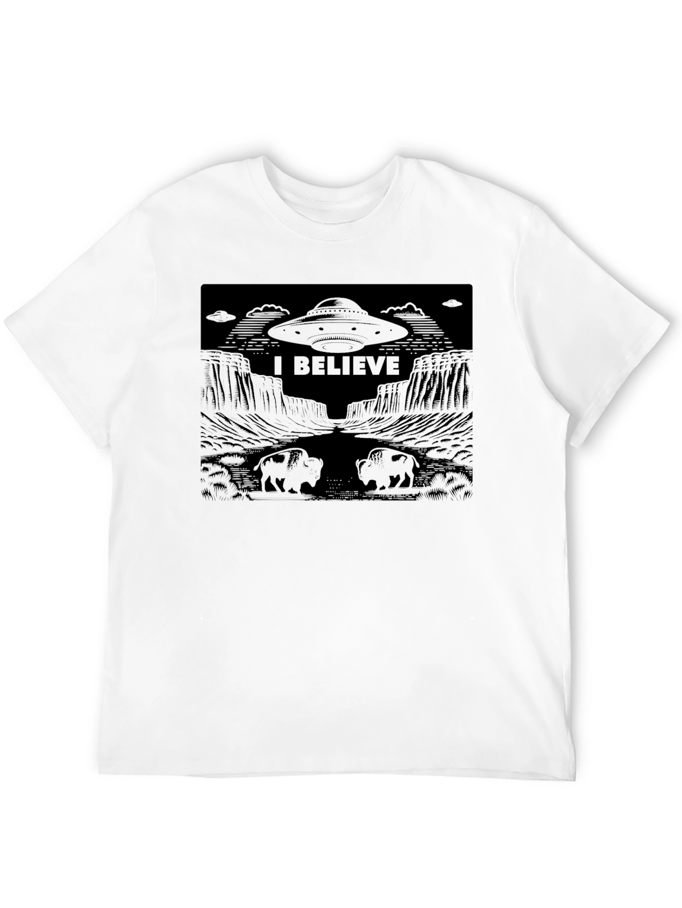 I Believe UFO Graphic T-Shirt - Black