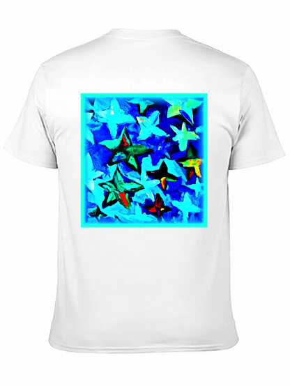 Abstract Star Print Black T-Shirt
