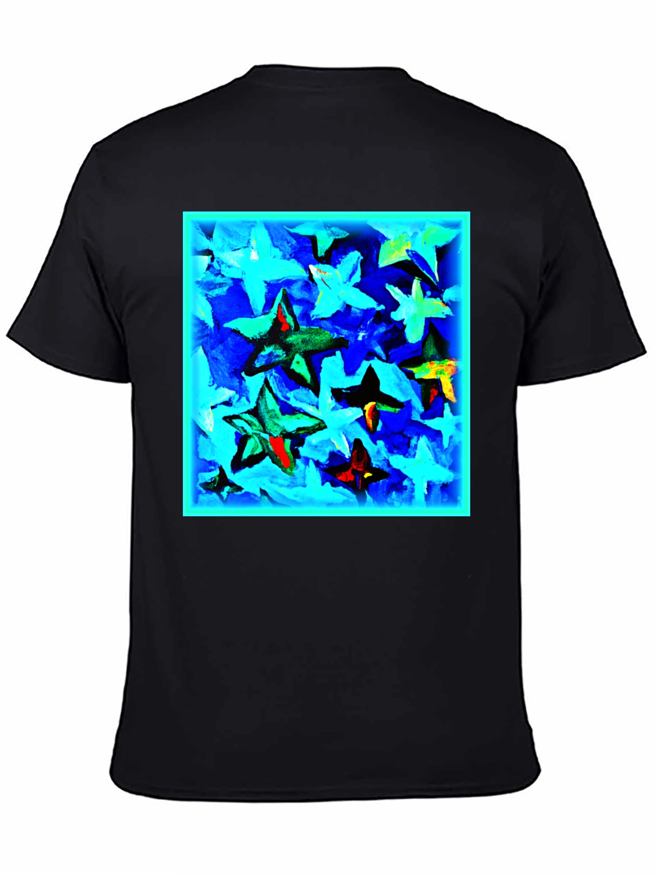 Abstract Star Print Black T-Shirt