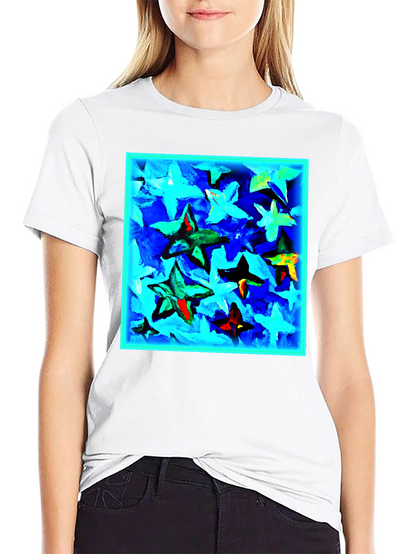 Abstract Star Print Black T-Shirt