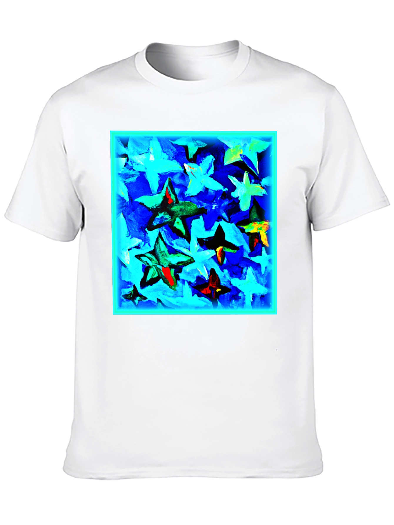 Abstract Star Print Black T-Shirt